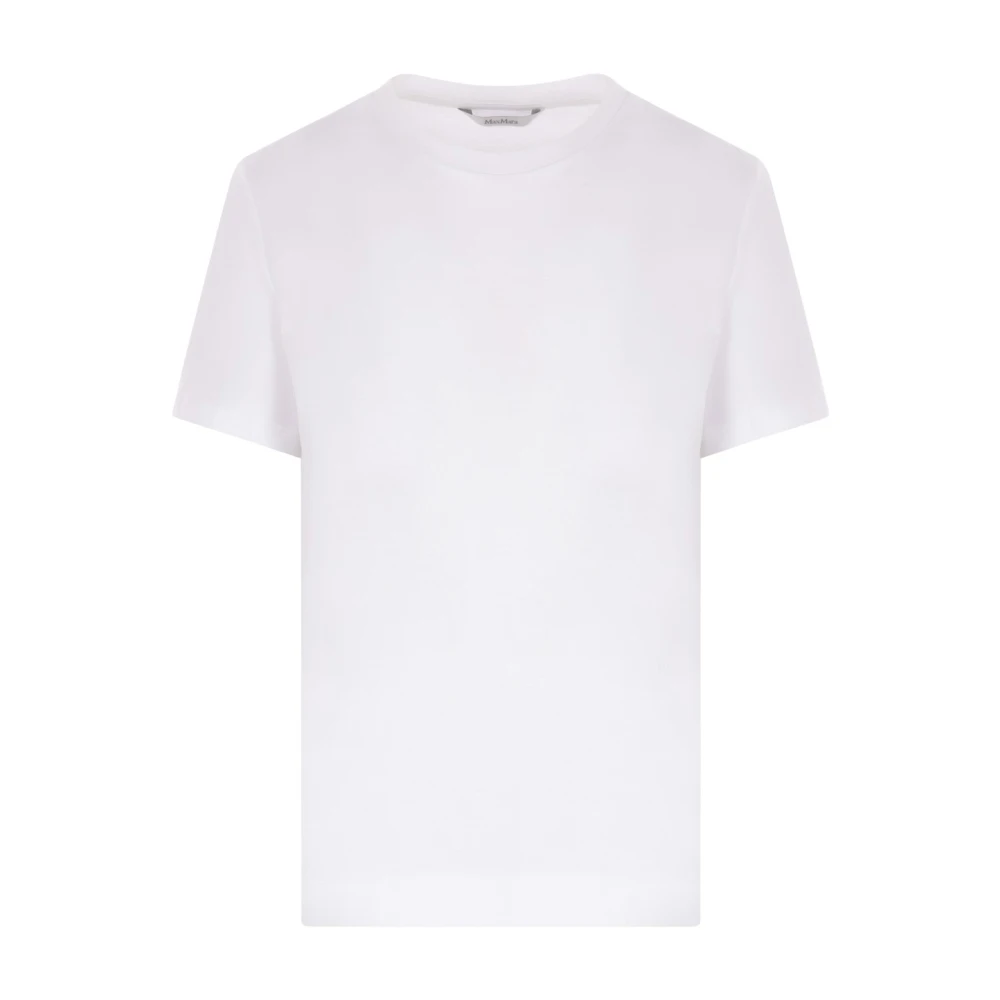 Max Mara Wit Katoenen T-shirt met Tonaal Logo Borduurwerk White Dames