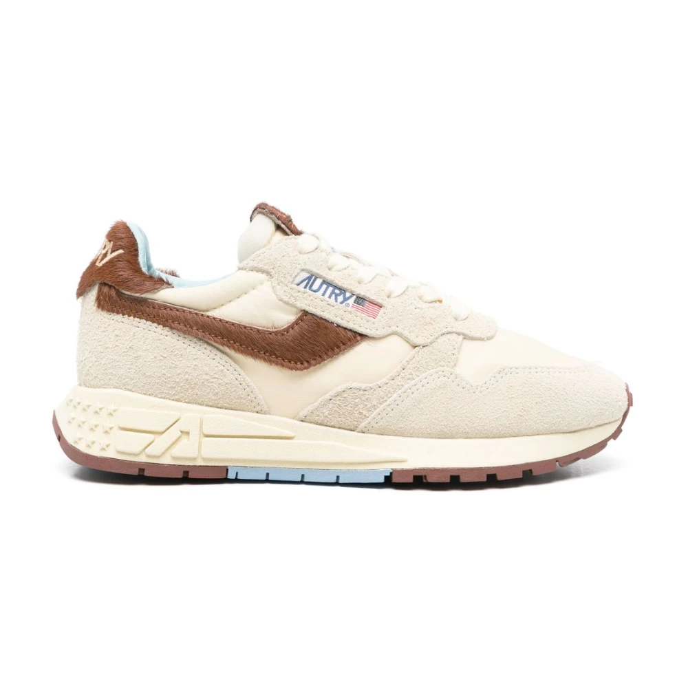 Autry Women's Beige Sneakers, 7 Uk, Lace-Up Trainers With Rubber Sole