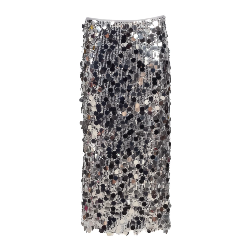 Semicouture Paillet Midi Rok in Zilver Gray Dames