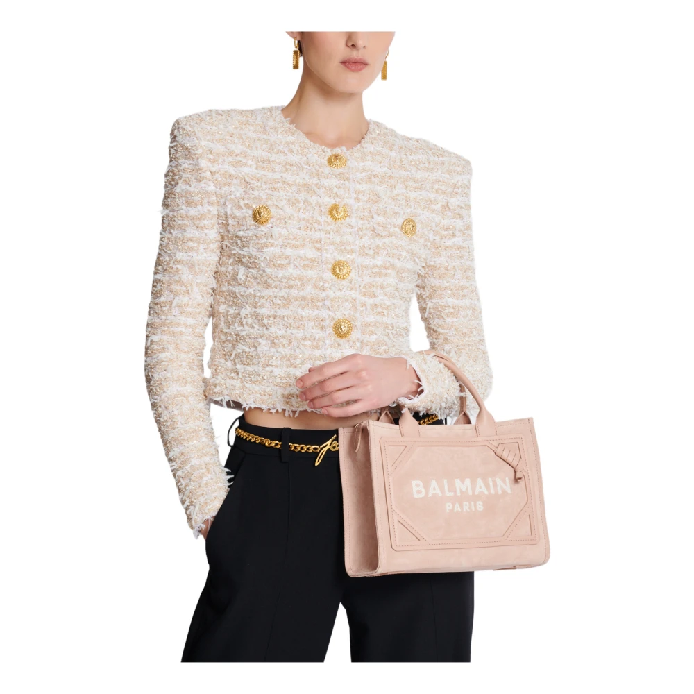 Balmain Kleine suède B-Army tote bag Pink Dames