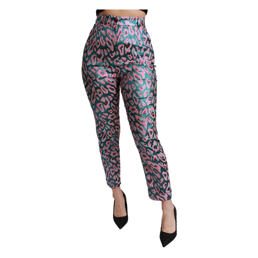 Dolce & Gabbana Women's Multicolor Chinos, Xs, Patterned Cropped High Waist Trousers