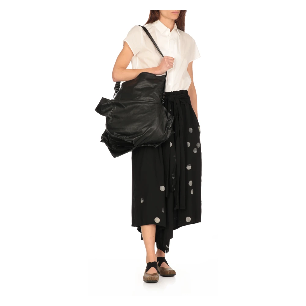 Yohji Yamamoto Zwarte Leren Schoudertas voor Vrouwen Black Dames
