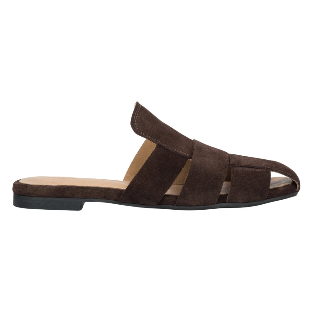 Estro Brown Velour Woven Mule Slides - Female - Mules - 5 Uk - Shoes