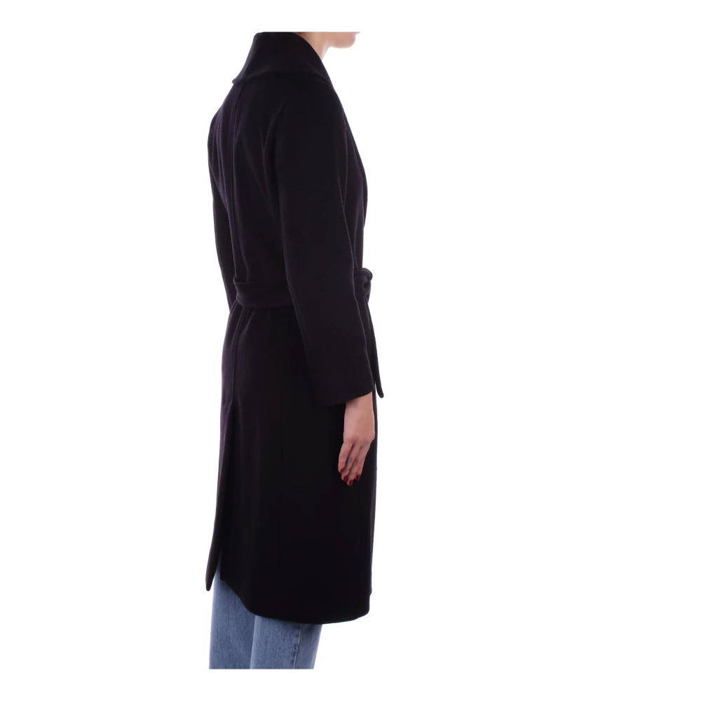Max Mara Zwarte wollen jas met afneembare riem Black Dames
