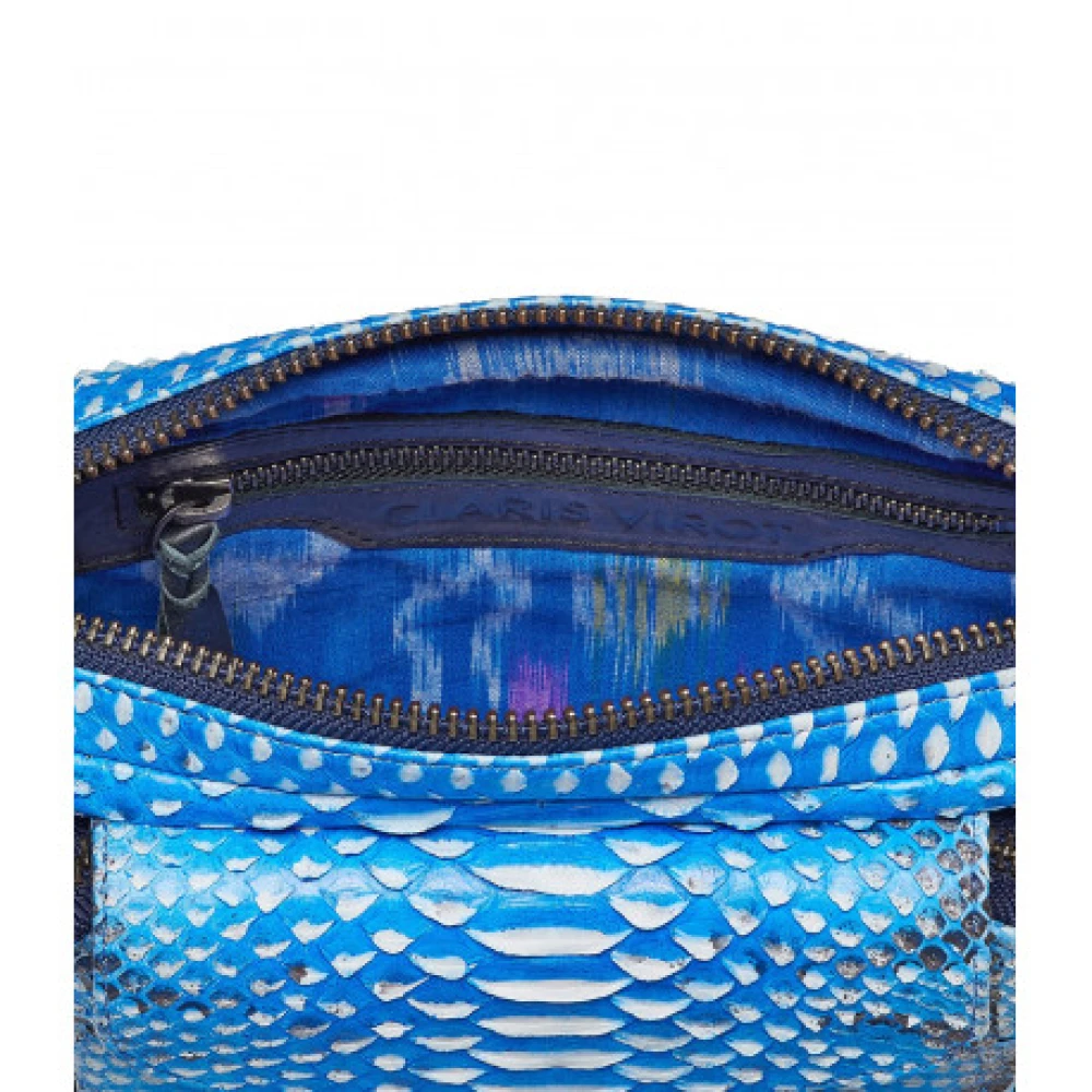 Claris Virot Indigo Python Ketting Schoudertas Blue Dames
