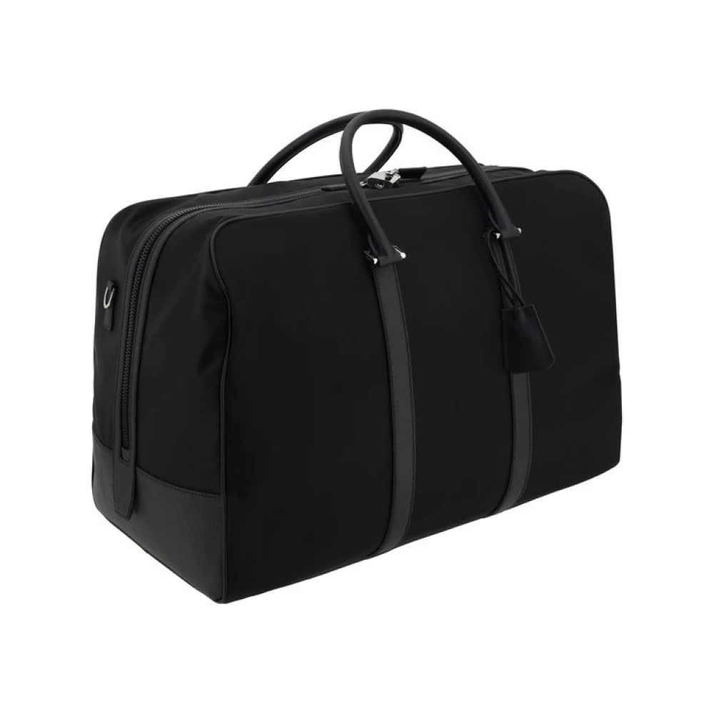 Prada Nylon Reistas met Leren Details Black Heren