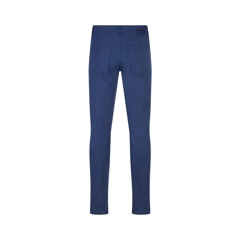Kiton Blauwe Katoen Elastaan Gevoerde Broek Blue Heren