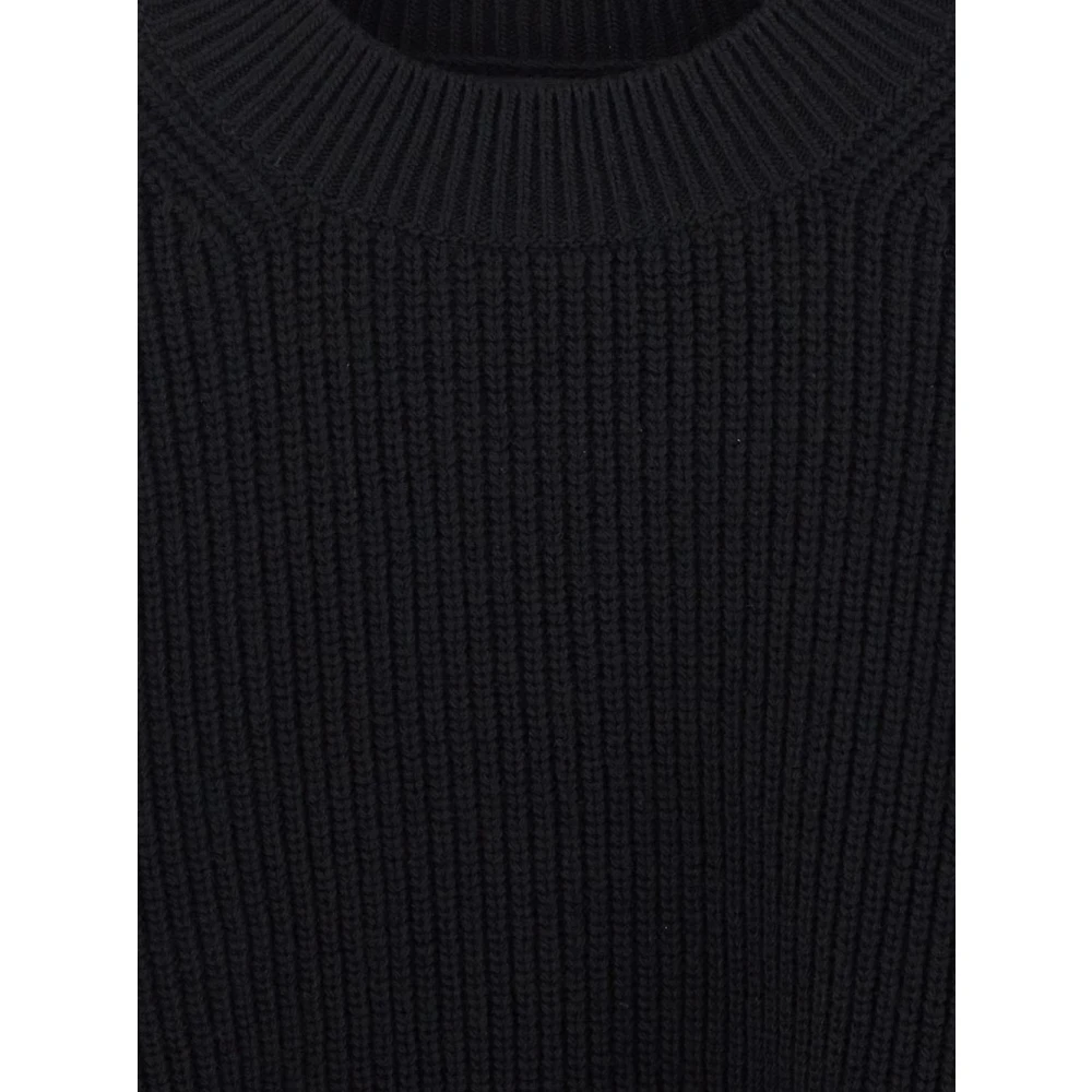 Balenciaga Wollen Gebreide Logo Trui Black Dames
