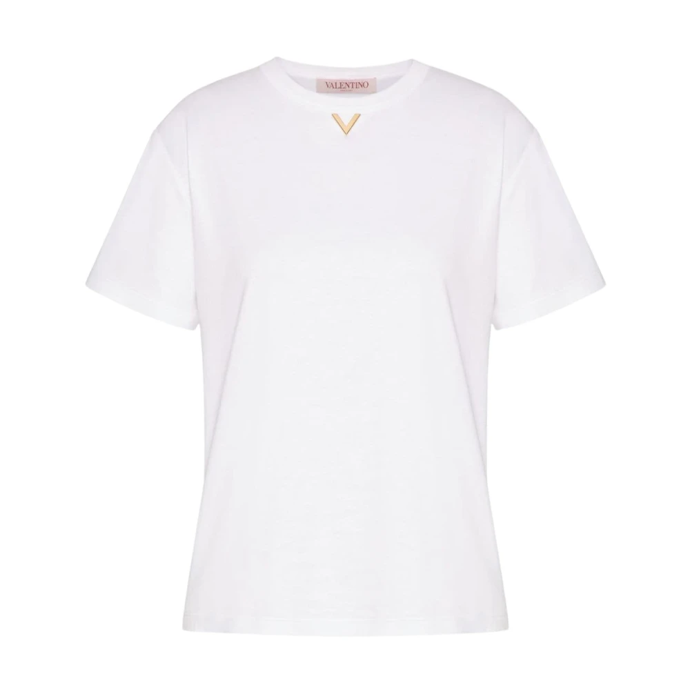 Valentino Garavani Witte Katoenen Jersey V-Logo T-shirt White Dames