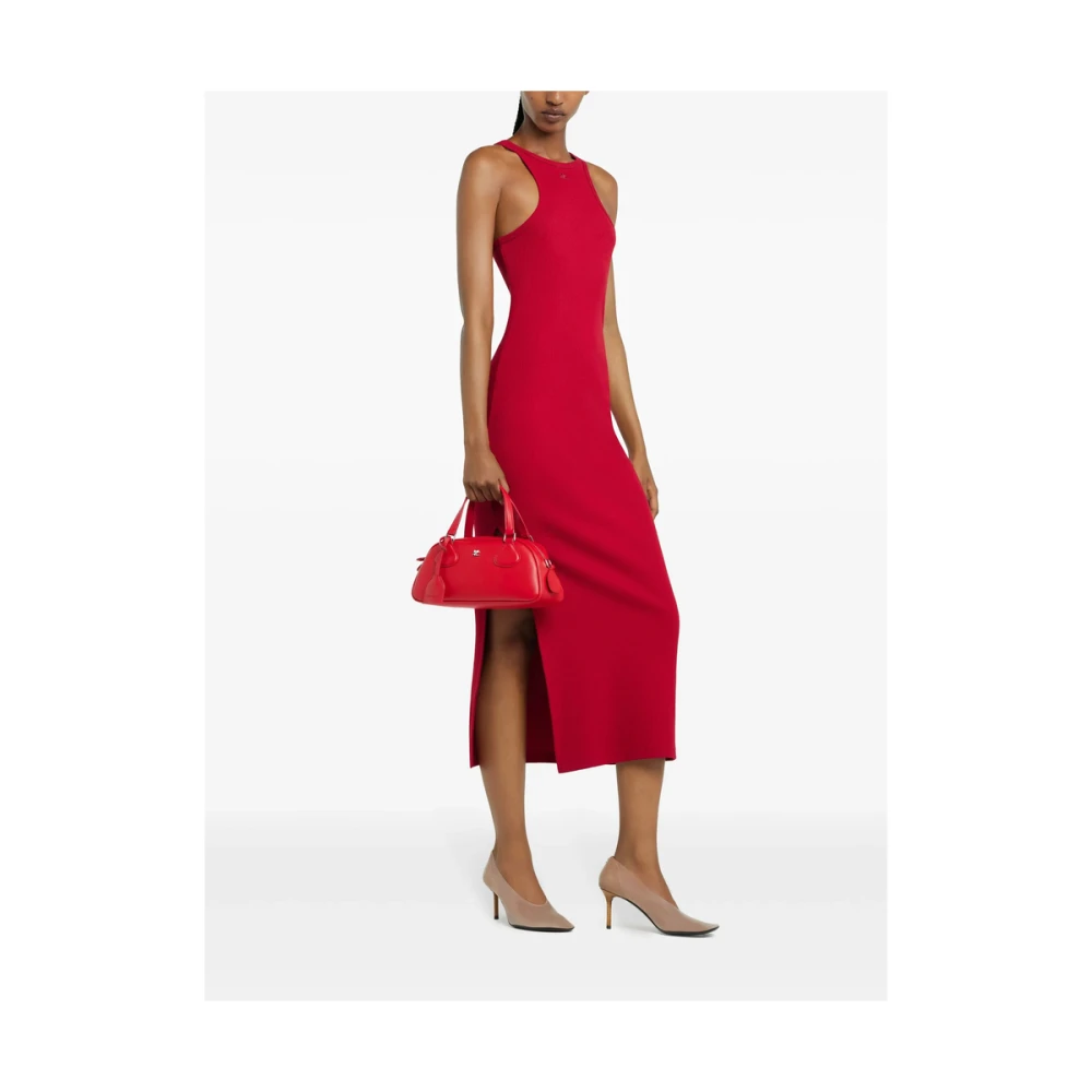 Courrèges Rode leren handtas met tweewegrits Red Dames