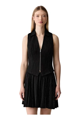 Pinstripe Zip-up Waistcoat