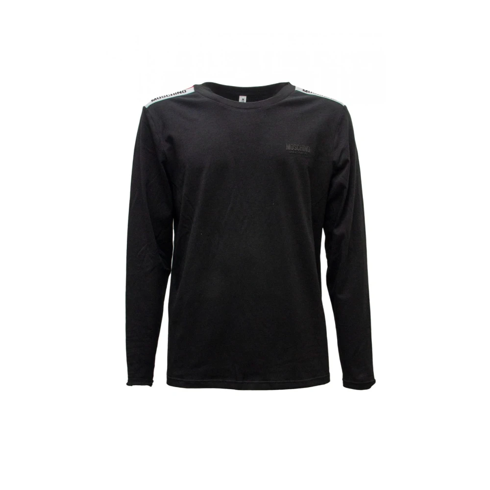 Moschino Zwarte T-shirt met lange mouwen en logo Black Heren