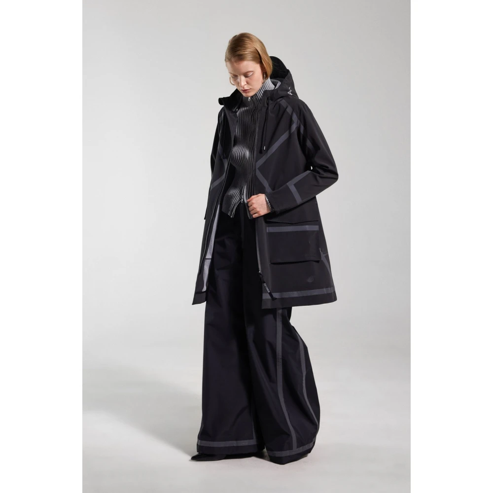 Stutterheim Ambachtelijke A-Lijn Regenjas met Tape Strepen Black Dames
