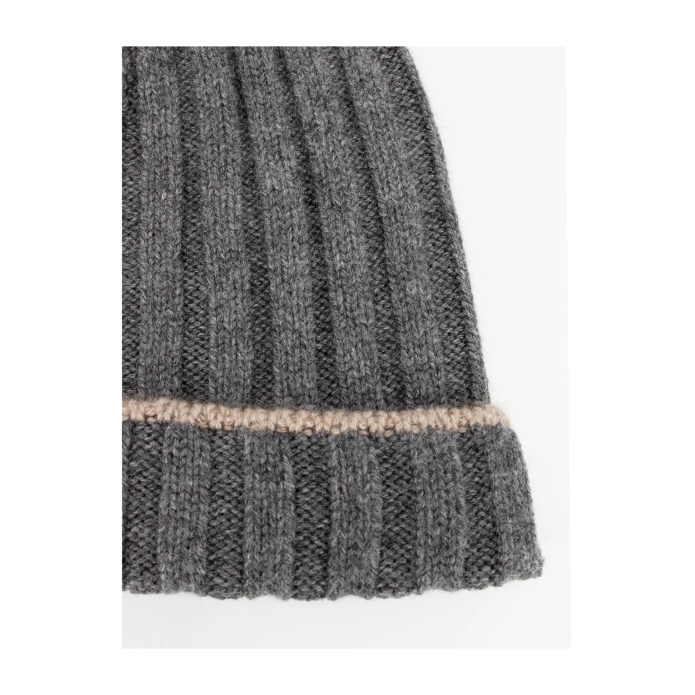 BRUNELLO CUCINELLI Cashmere Gebreide Baret Gray Heren