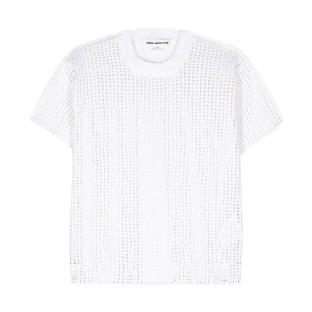 Junya Watanabe Gepaneeld Ontwerp Witte T-shirts en Polos White Dames