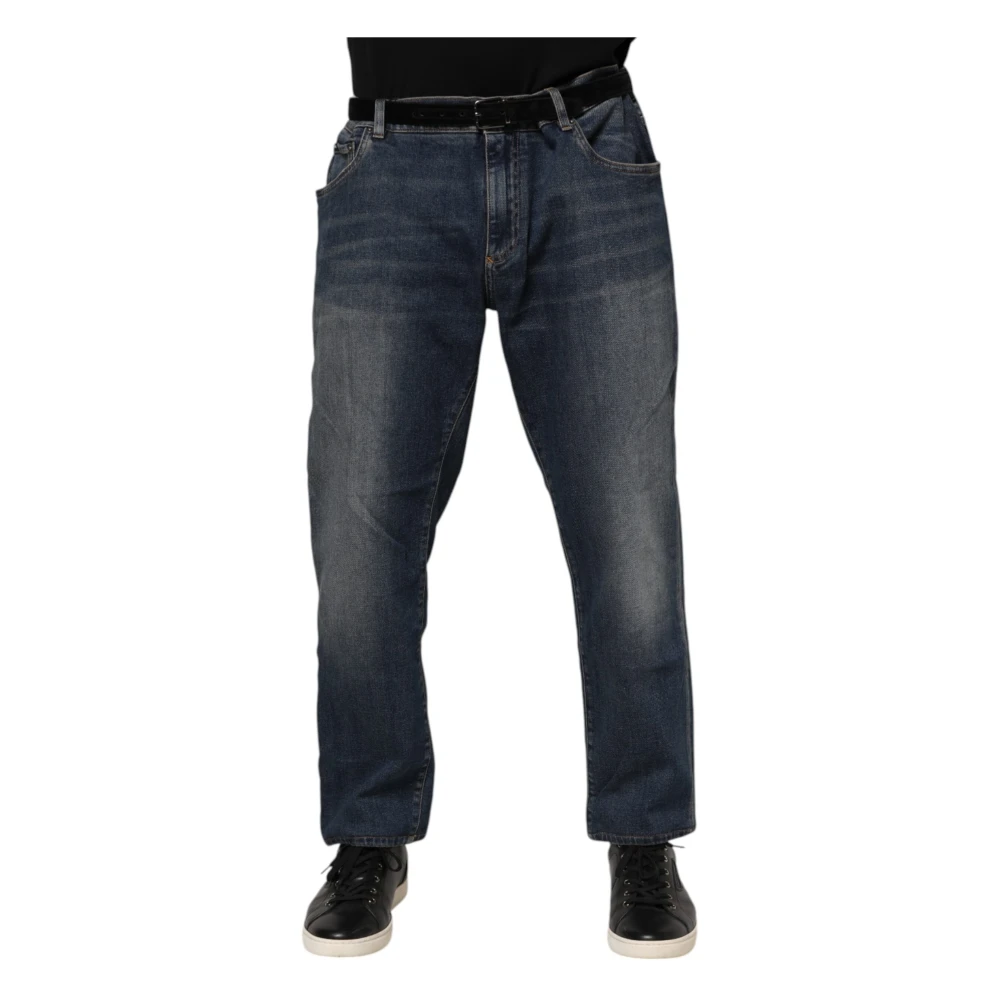 Dolce & Gabbana Men's Blue Slim Fit Jeans, 3XL, Cotton Logo Slim Denim Jeans