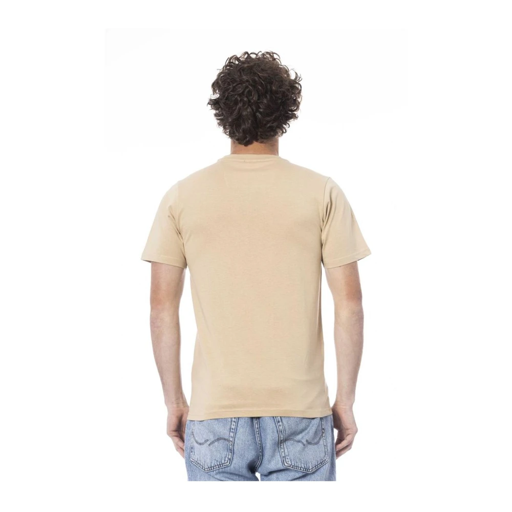 Cavalli Class Logo Crewneck Cotton T-Shirt Beige Heren