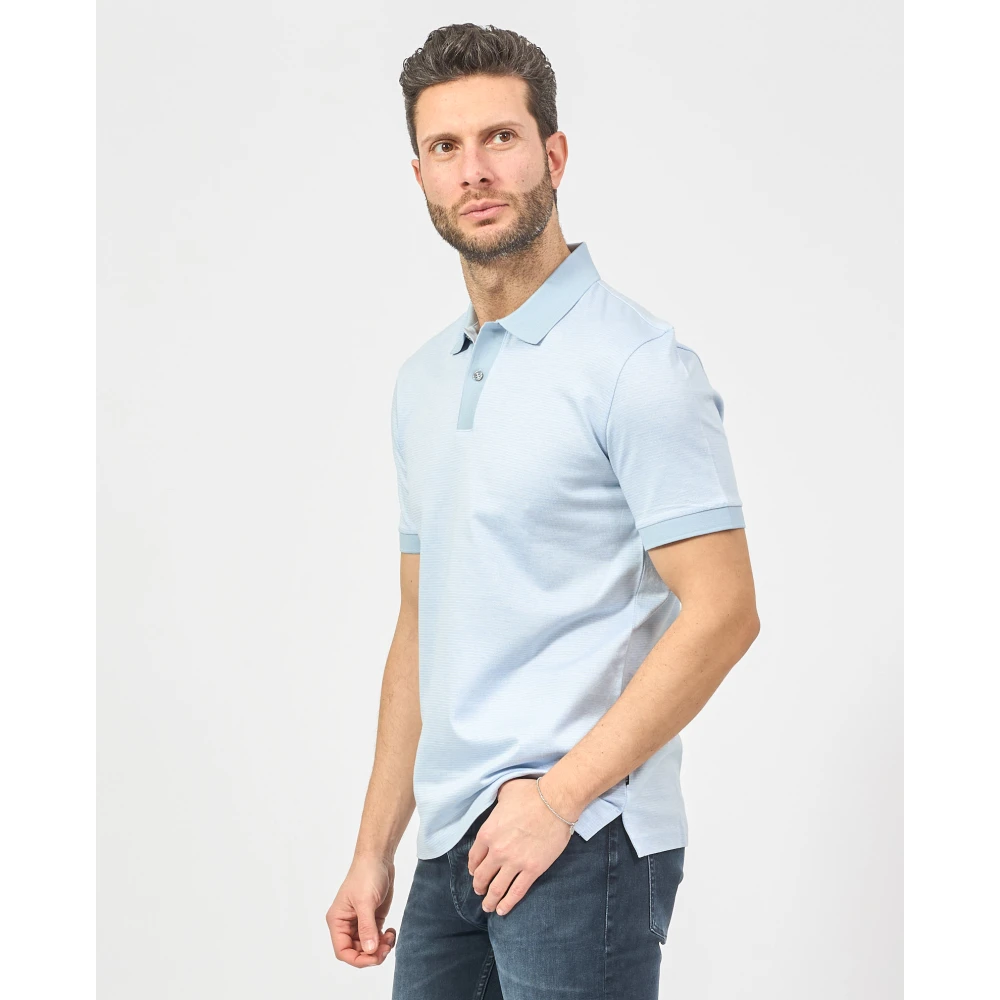 Hugo Boss Blauw Polo Shirt met Driekleurig Patroon Blue Heren