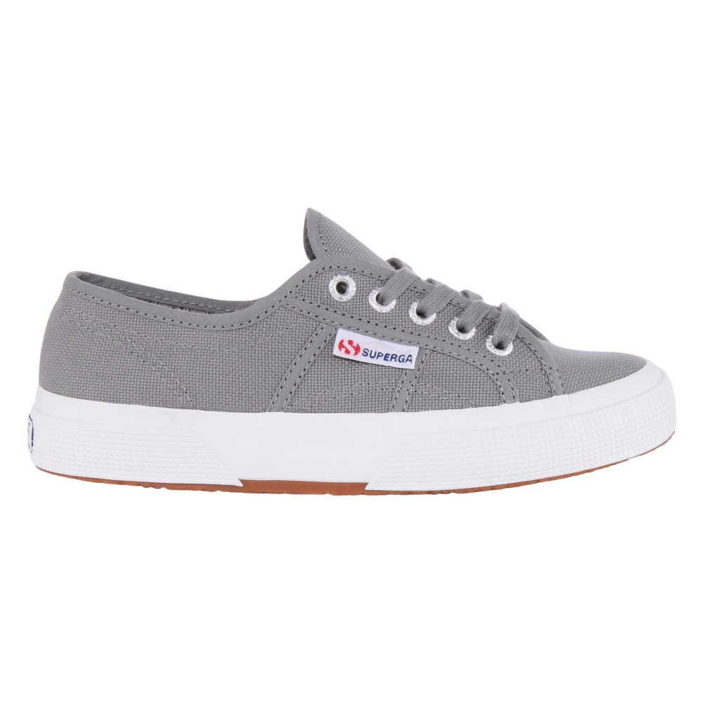 Superga Men's Gray Classic Grey Canvas Lace-Up Trainers Size 7