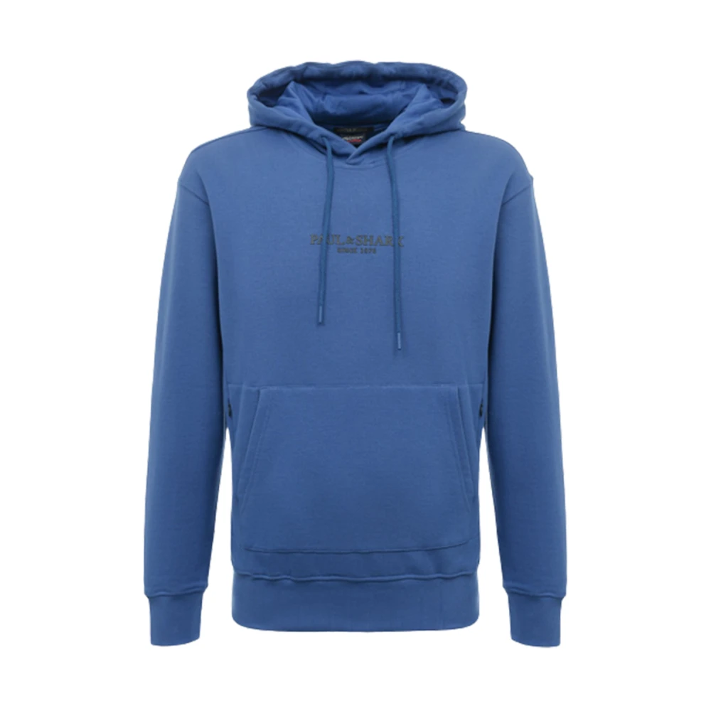 PAUL & SHARK Blauwe hoodie met centraal logo Blue Heren