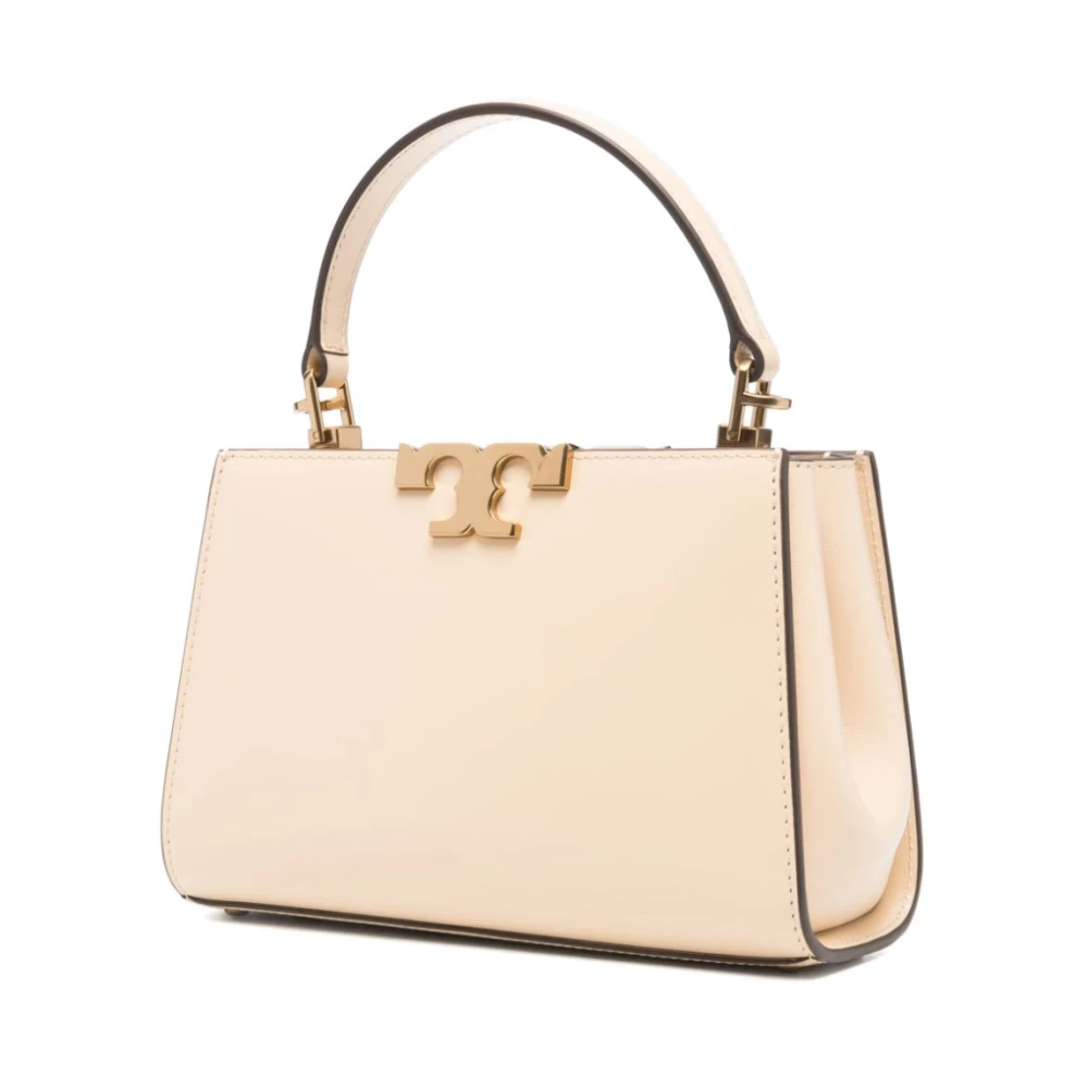 TORY BURCH Geborstelde leren handtas met antiek goud hardware Beige Dames
