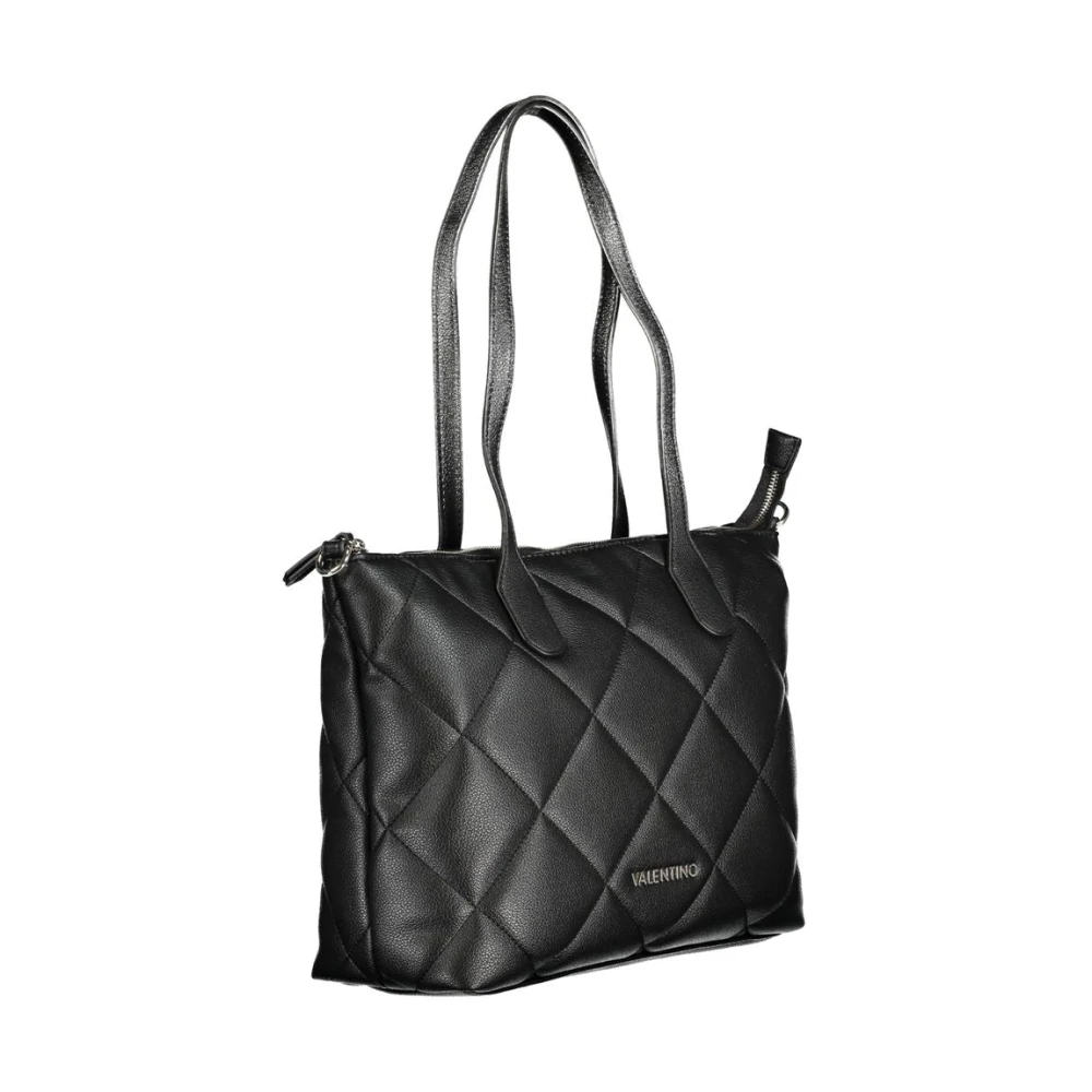 Valentino by Mario Valentino Zwarte polyethyleen schoudertas met kettinghandvat Black Dames