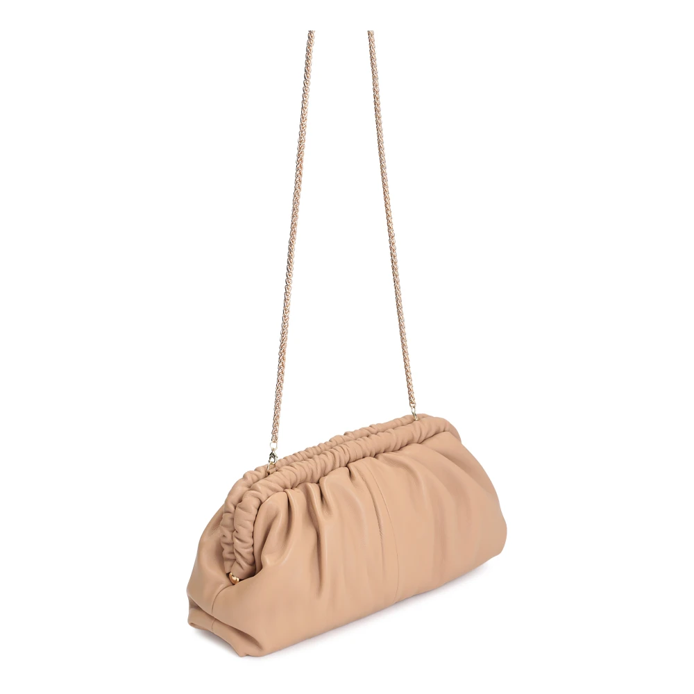 Kazar Effectieve leren tas met metalen frame Beige Dames