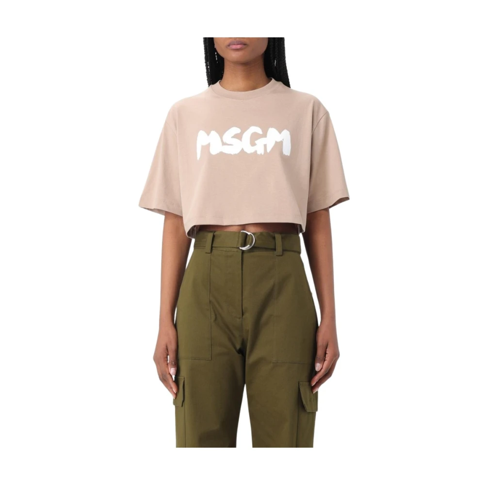 Msgm - Tops > T-Shirts - Beige - Msgm - Modalova