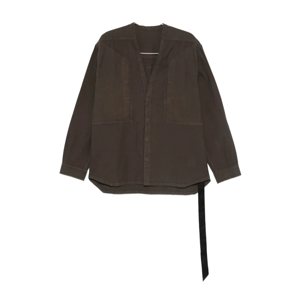 Rick Owens Brown Shirts, Female, L, Men's Jumbo Fogpocket Shirt