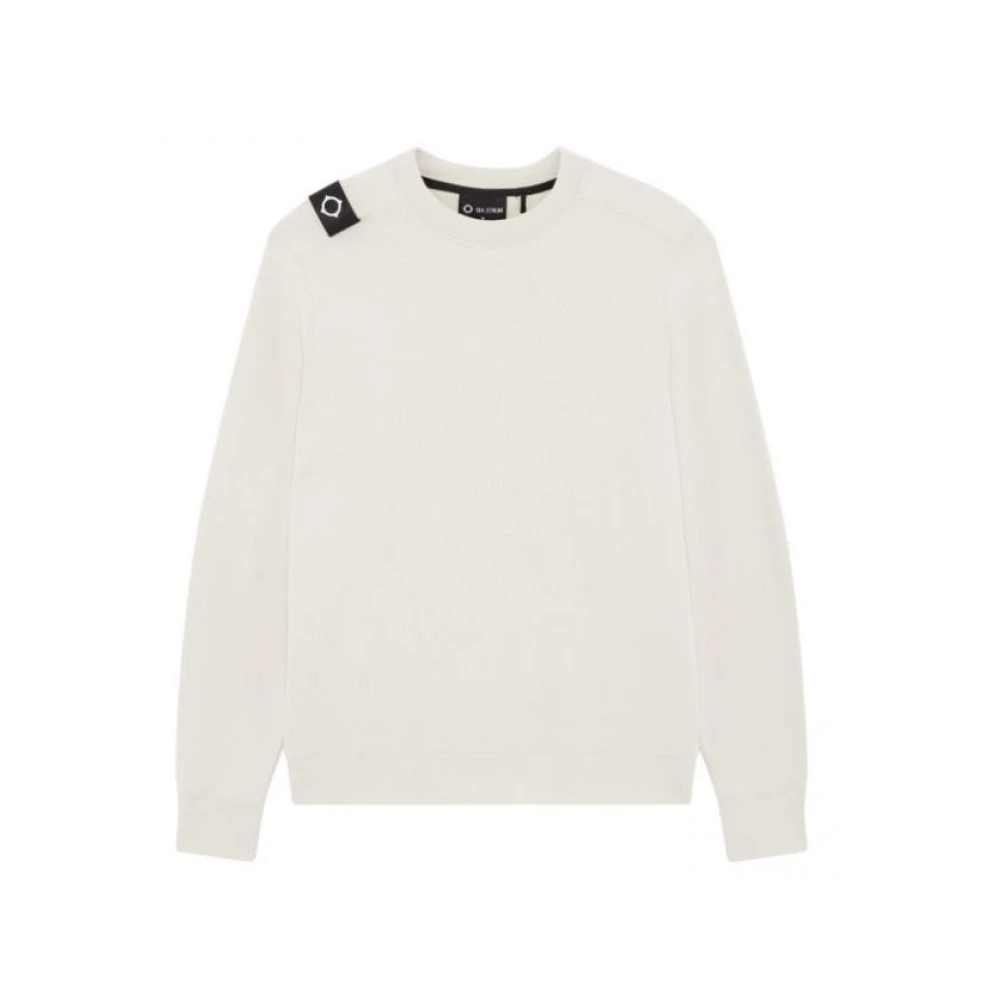 Ma.strum Kern Crew Sweatshirt Wit Diagonaal Loop White Heren