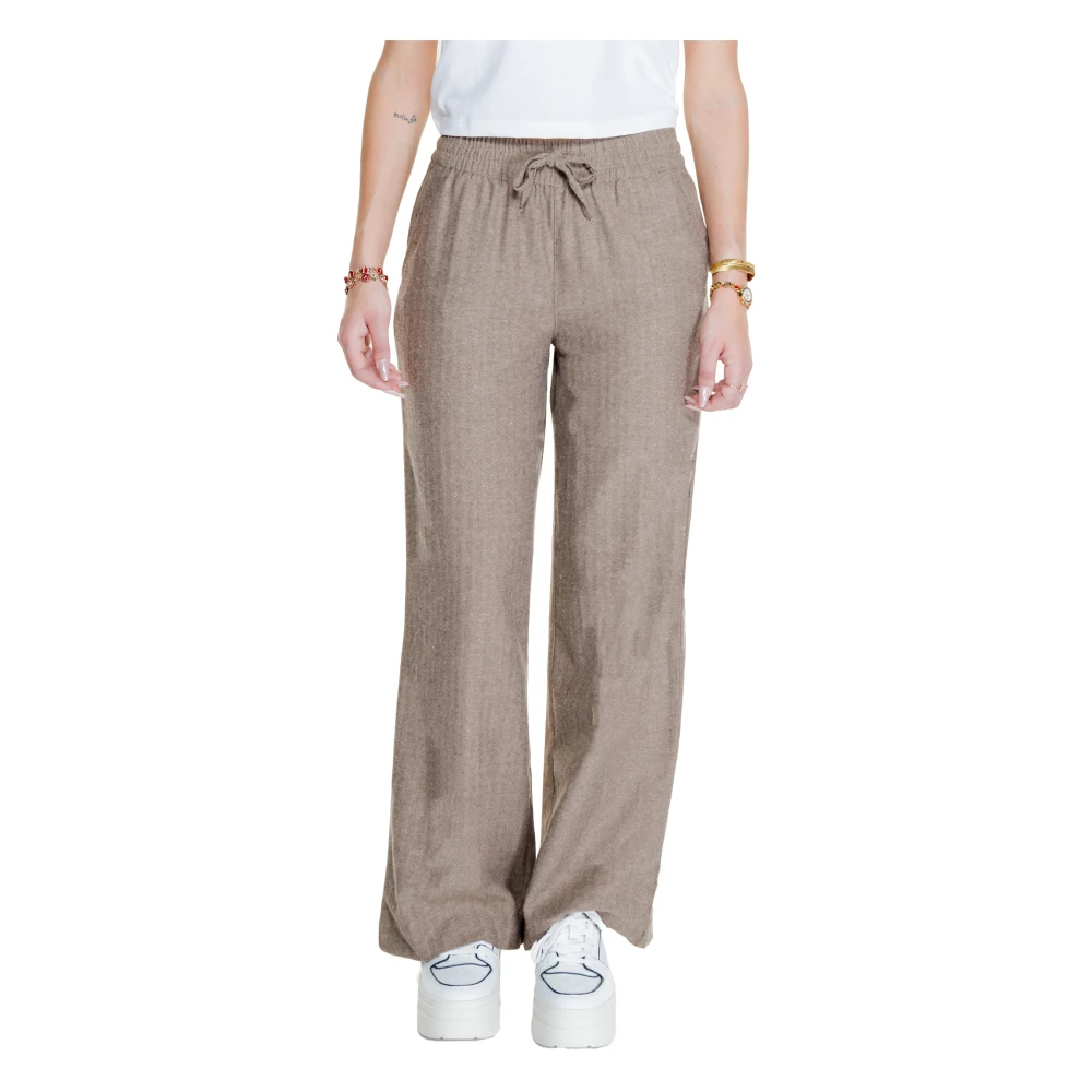 Jacqueline de Yong Bruine Vetersluiting Broek Herfst Winter Stijl Brown Dames