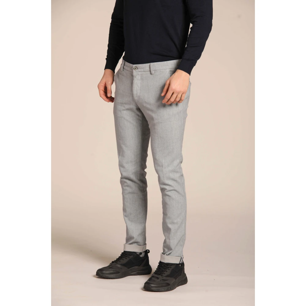 Mason's Glen Check Print Chino Broek Gray Heren