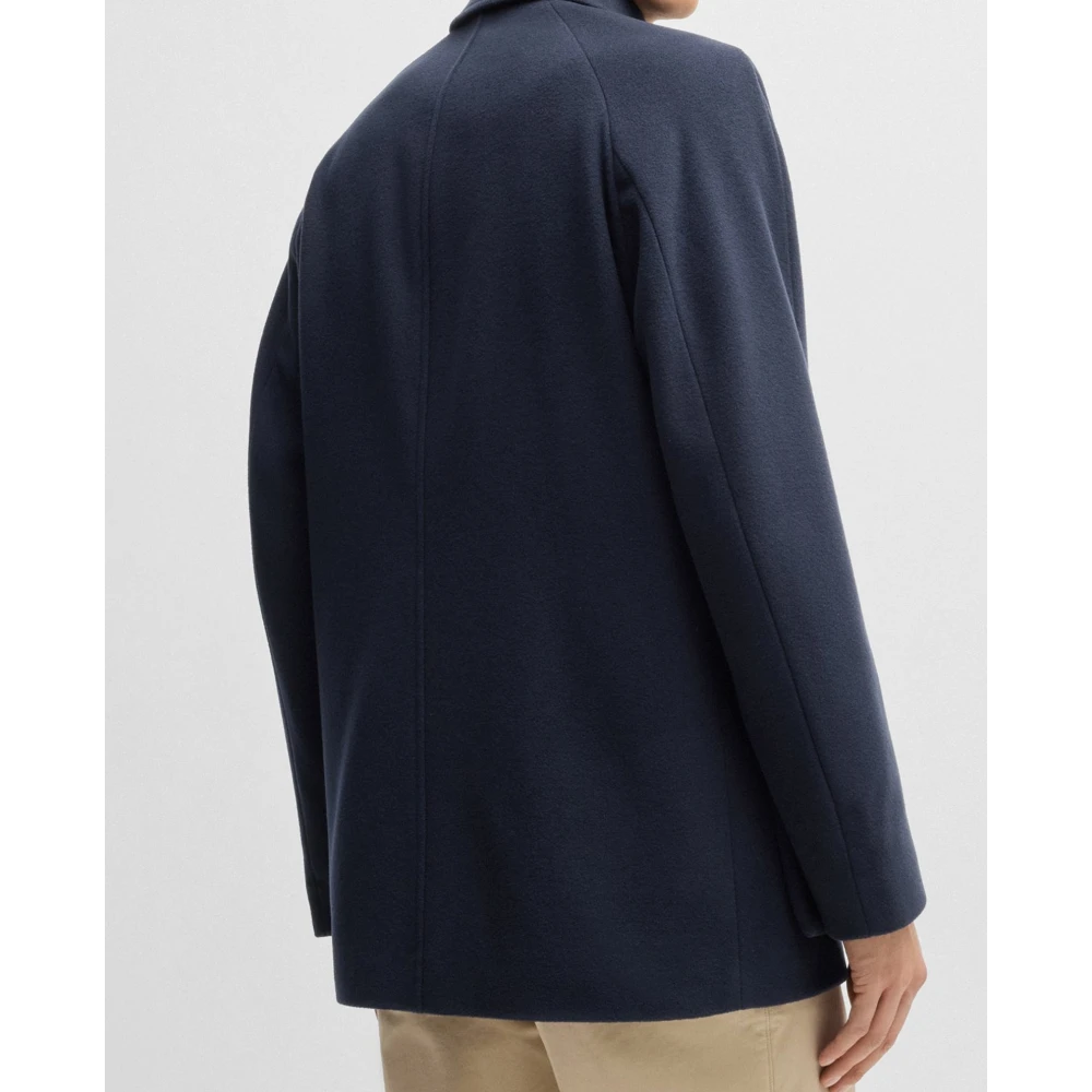 Hugo Boss Blauwe wollen jas met verborgen rits Blue Heren