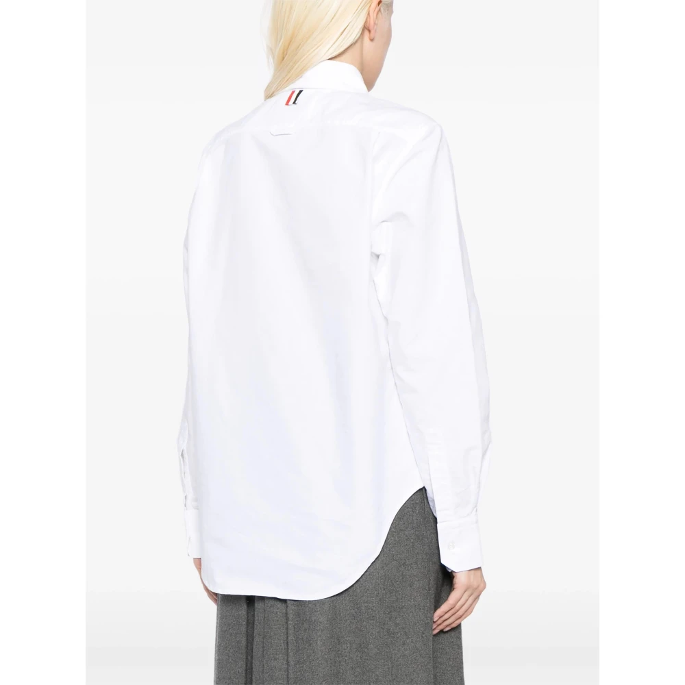 Thom Browne Geborduurde Bloem Ronde Kraag Shirt White Dames