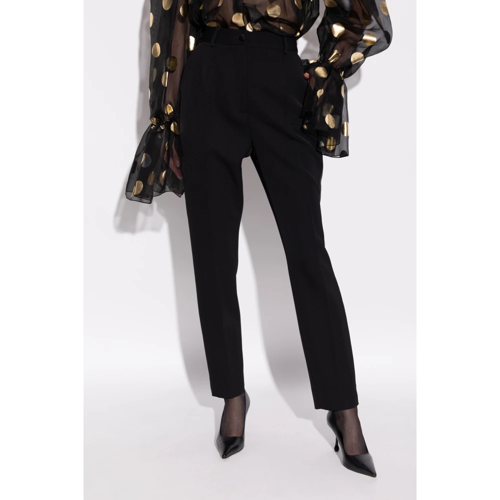 Dolce & Gabbana Wollen geplooide broek Black Dames