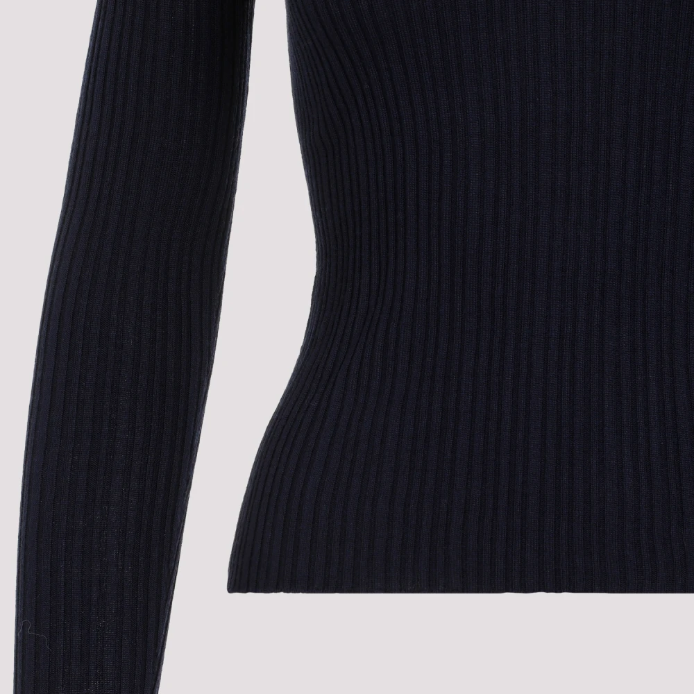 Theory Geribbeld Donkerblauw Poloshirt Blue Dames