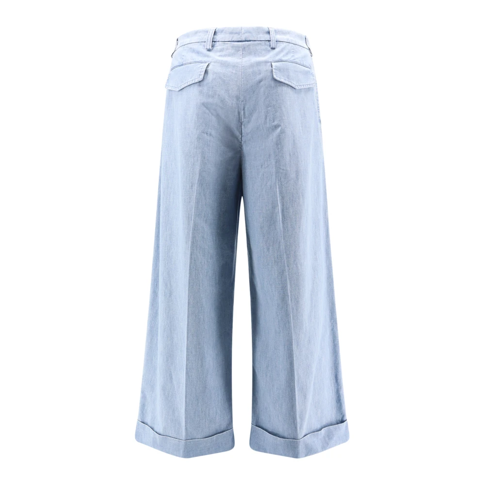 Valentino Flared Wide Leg Jeans met Logoed Knopen Blue Heren