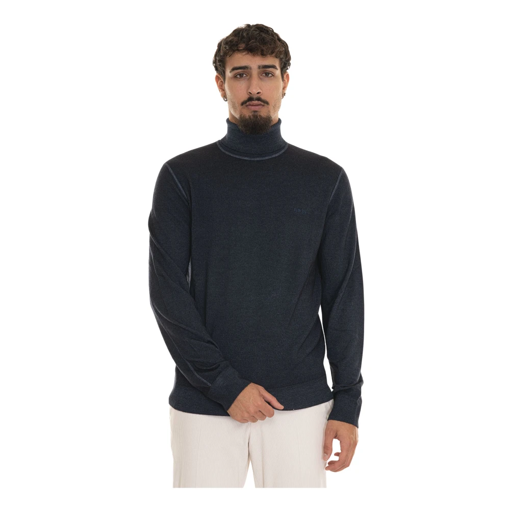 Boss Turtleneck gebreide trui Blue Heren