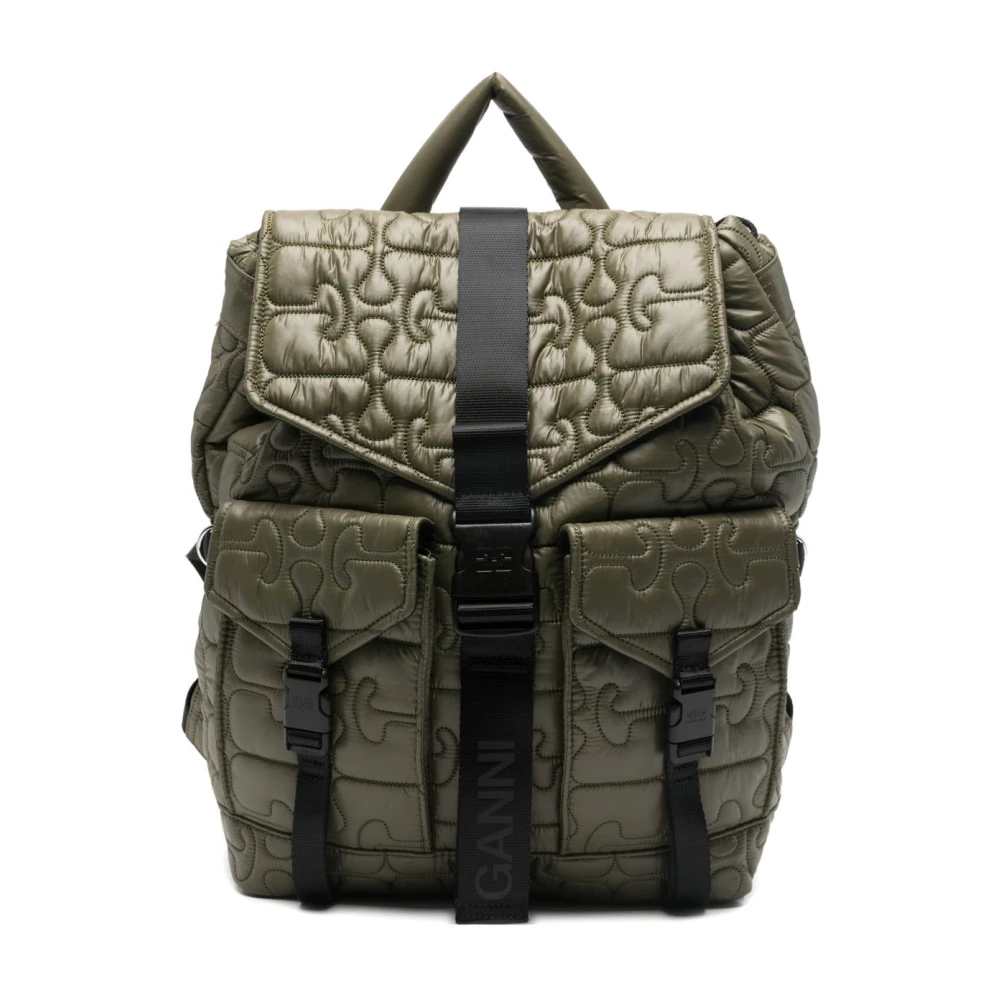 Ganni Women's Green Backpacks, One Size, Quilted Backpack