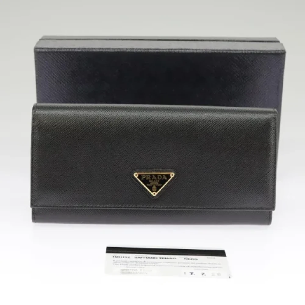 Prada Vintage Pre-owned Leather wallets Black Dames
