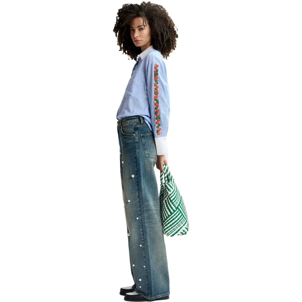 Essentiel Antwerp Lichtblauwe Harkle Shirt met Geborduurde Details Blue Dames