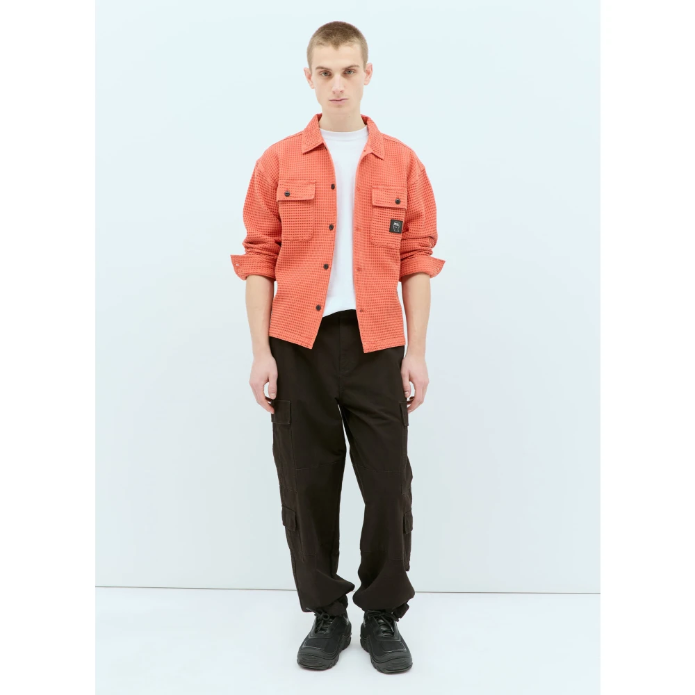 Brain Dead Wafelknit Knoopshirt Orange Heren