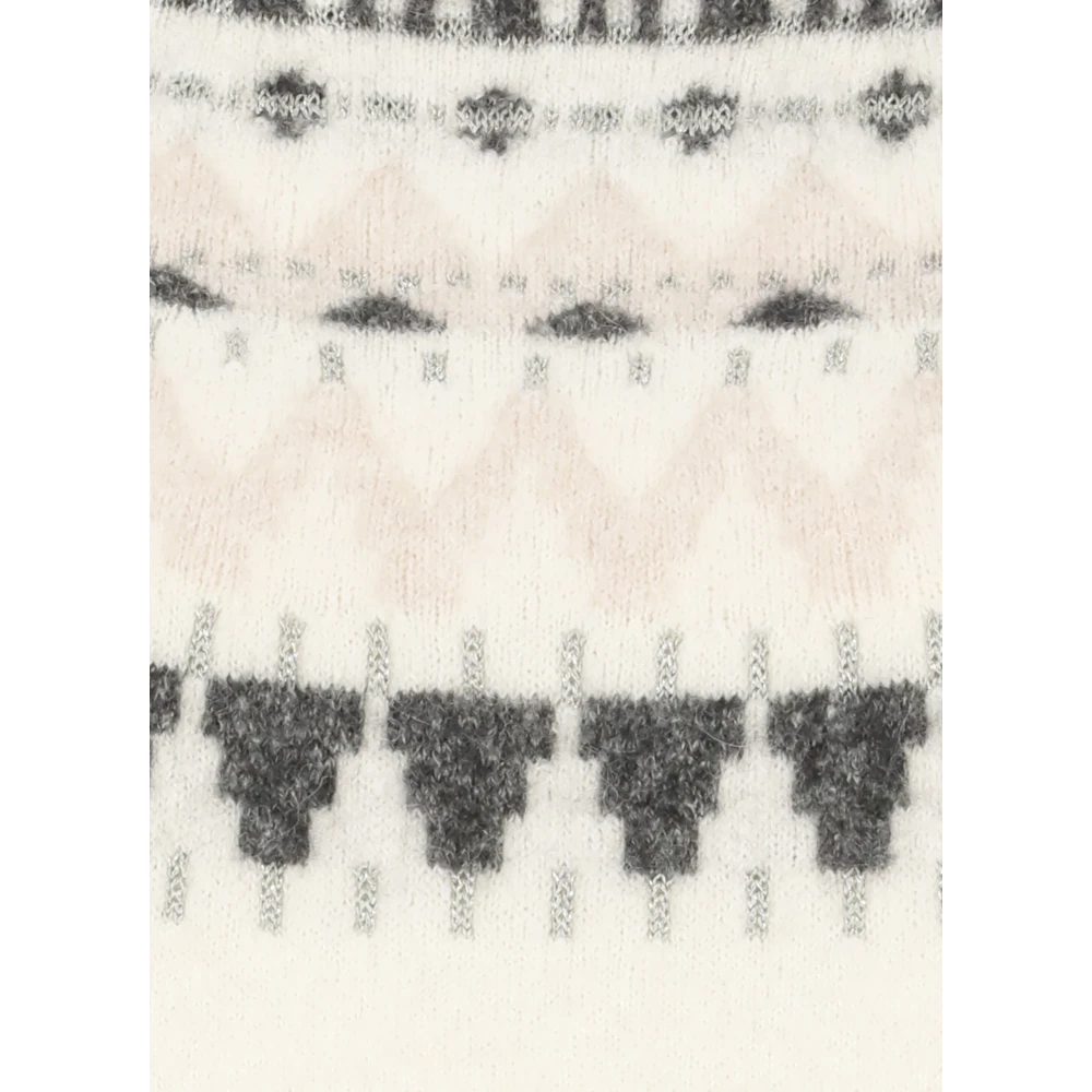 Kangra Geometrisch Patroon Kasjmier Trui Ivoor Beige Dames