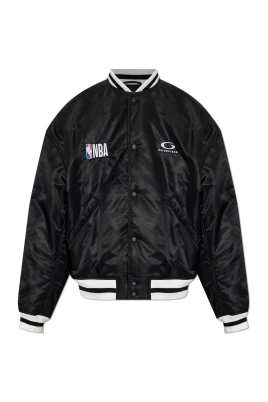 X NBA Logo Satin Bomber Jacket