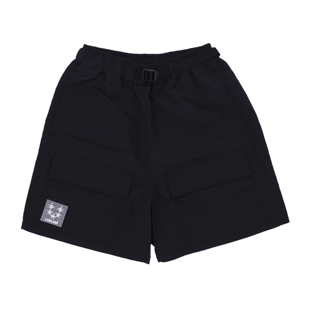 Usual Trek Shorts Zwart Lichtgewicht Stof Black Heren