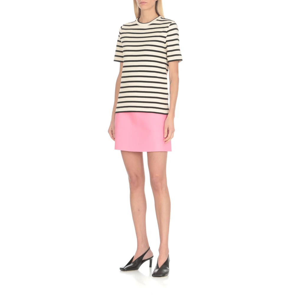Jil Sander Gestreept katoenen T-shirt voor vrouwen White Dames