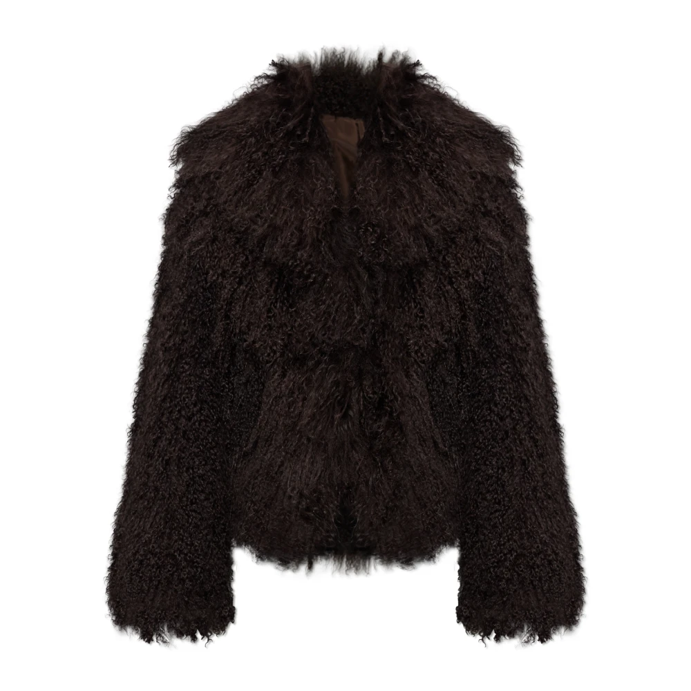 Ami Paris Donna Marrone Giacca Corta In Shearling - Immagine 3