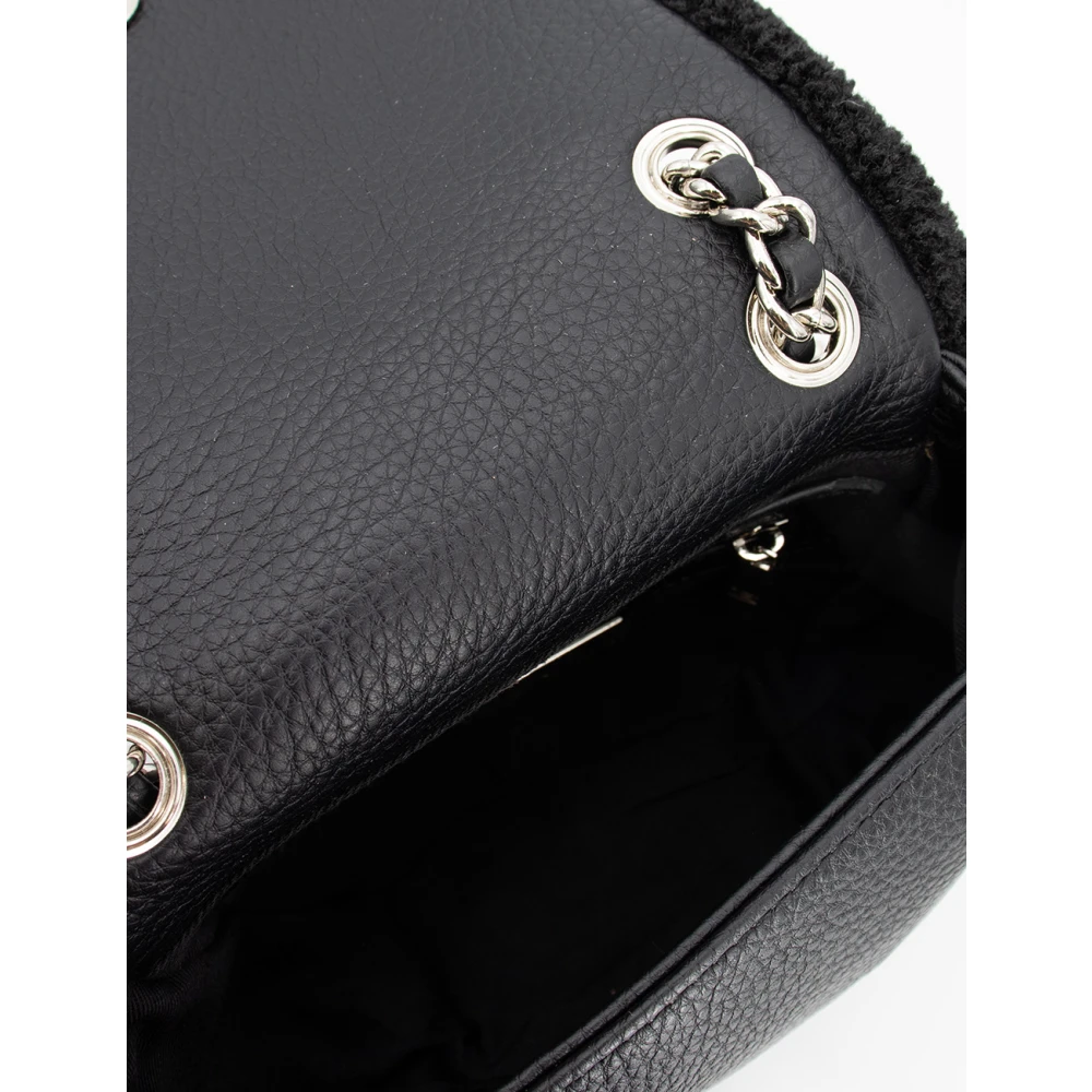 Ermanno Scervino Schapenvacht Mini Schoudertas met Bontafwerking Black Dames