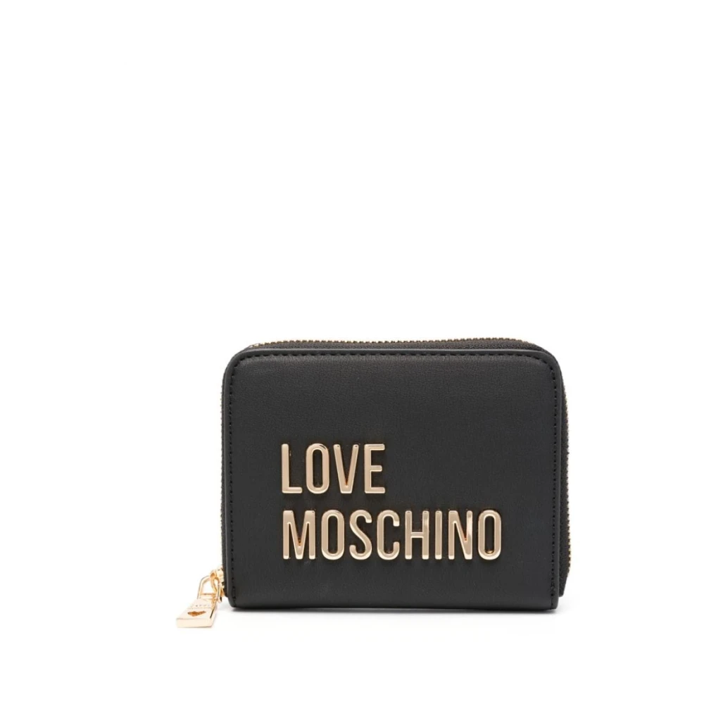 Love Moschino Svart Plånbok med Logga och Dragkedja Black, Dam