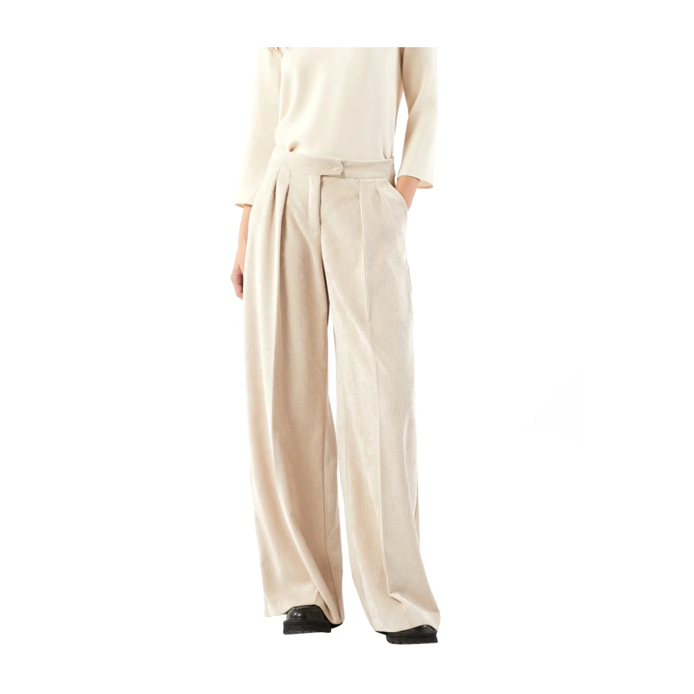 Pennyblack Wijde Pijp Fluwelen Broek Beige Dames